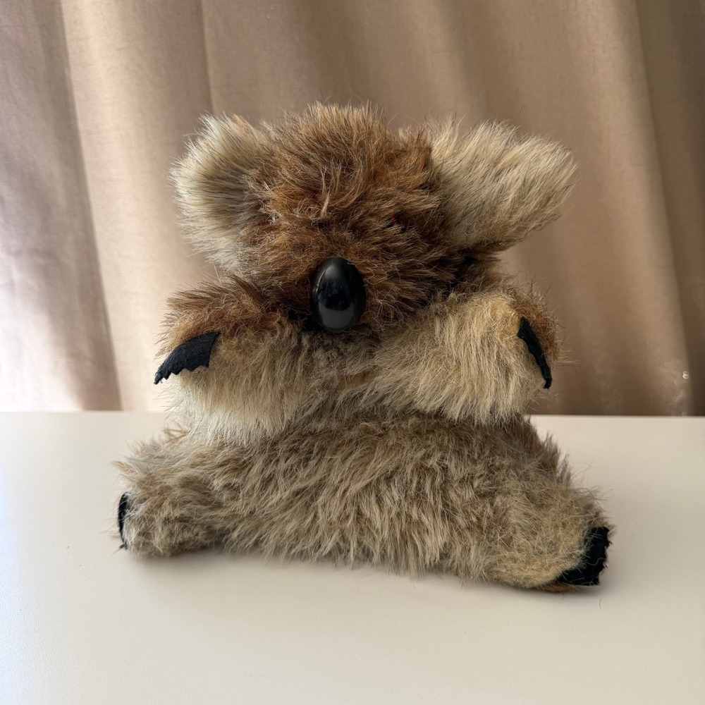 Vintage Furry Folk Koala Hand Puppet 1971 Golden Crown Brown Shaggy Faux Fur